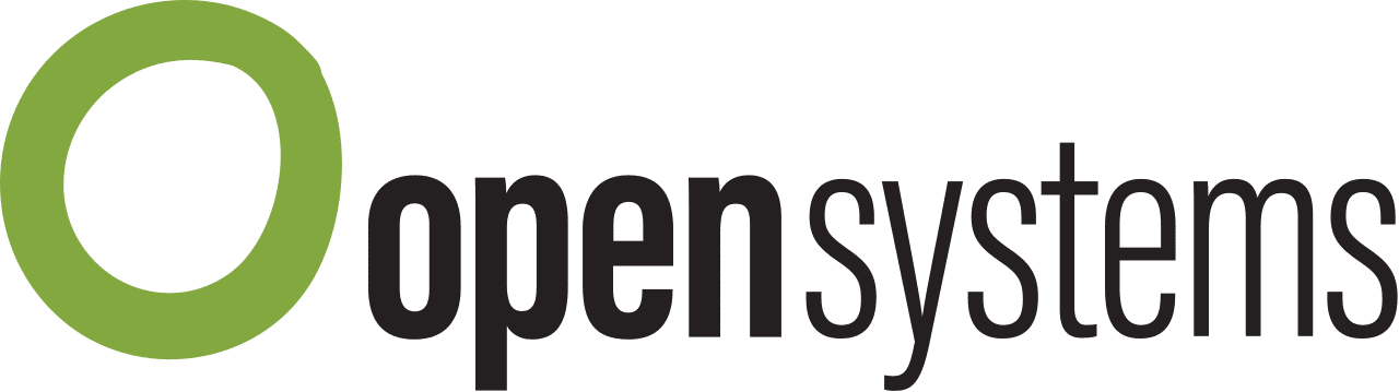 A black and white image of the opensys logo.